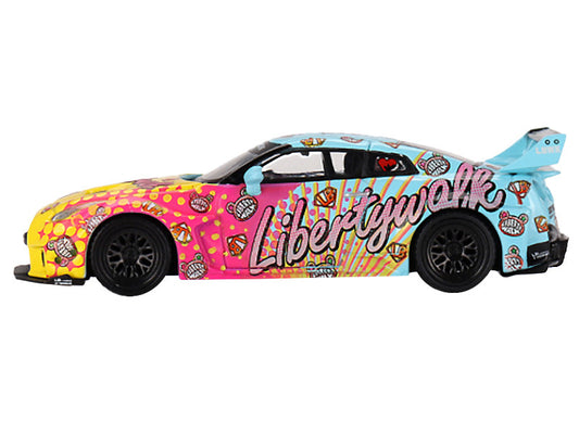Nissan 35GT-RR Ver.1 "LB-Silhouette Works GT" Light Blue and Yellow with Graphics "LBWK KUMA" Limited Edition 1/64 Diecast Model Car by Mini GT-0