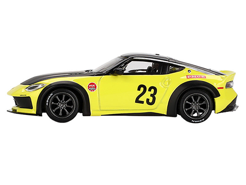 Nissan Z "LB-Nation Works" #23 Ikazuchi Yellow with Black Hood and Top Limited Edition 1/64 Diecast Model Car by Mini GT-1