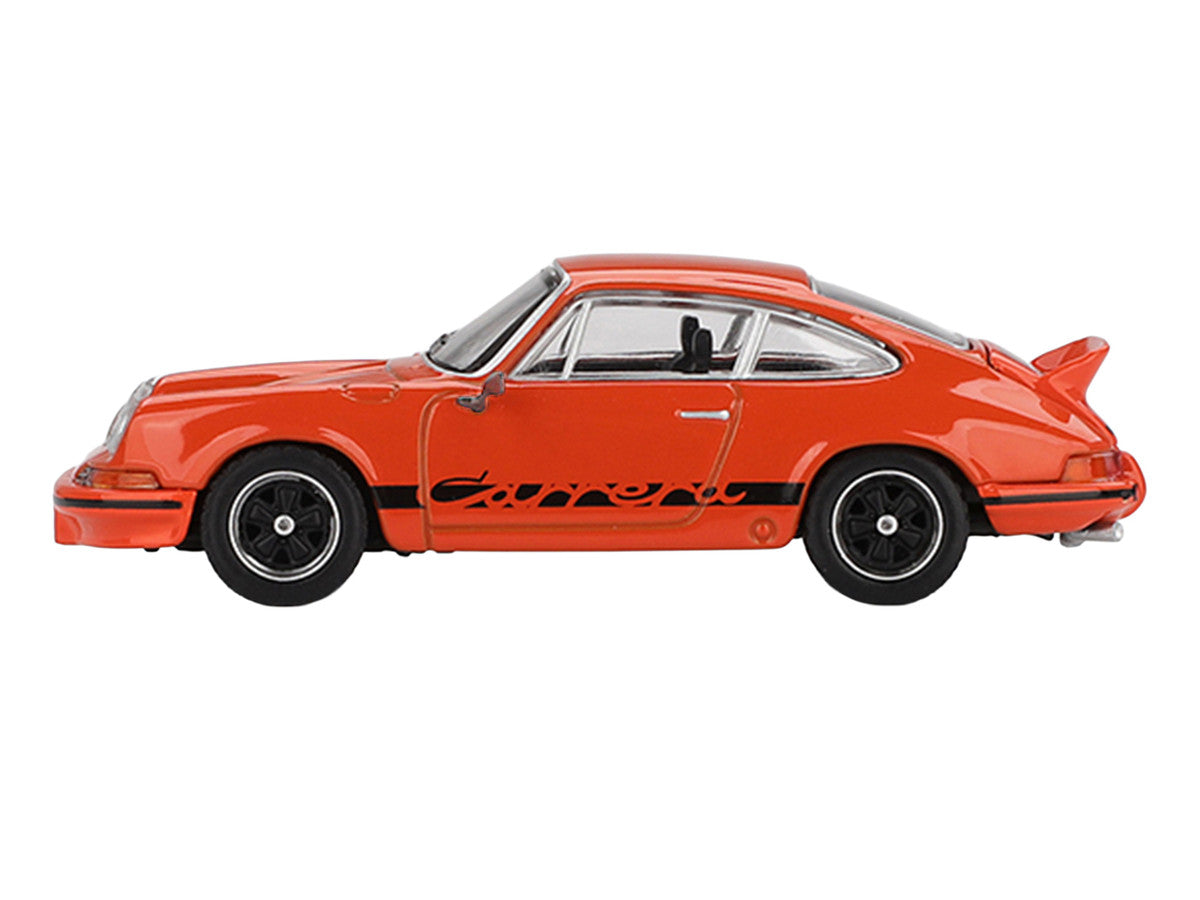 Porsche 911 Carrera RS 2.7 Tangerine with Black Stripes Limited Edition 1/64 Diecast Model Car by Mini GT-0