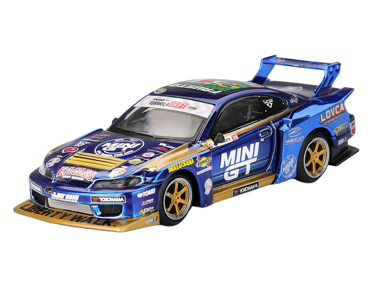 Nissan Silvia (S15) LB-Super Silhouette RHD (Right Hand Drive) #555 Yukio Fausto "Team MINI GT Liberty Walk" "Formula Drift Japan" (2025) Limited Edition 1/64 Diecast Model Car by Mini GT-1