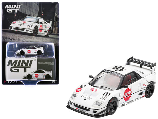 Mazda AZ-1 Liberty Walk LB40 RHD (Right Hand Drive) #58 "LB-Hinomaru" White with Graphics and Red Interior Limited Edition 1/64 Diecast Model Car by Mini GT-0