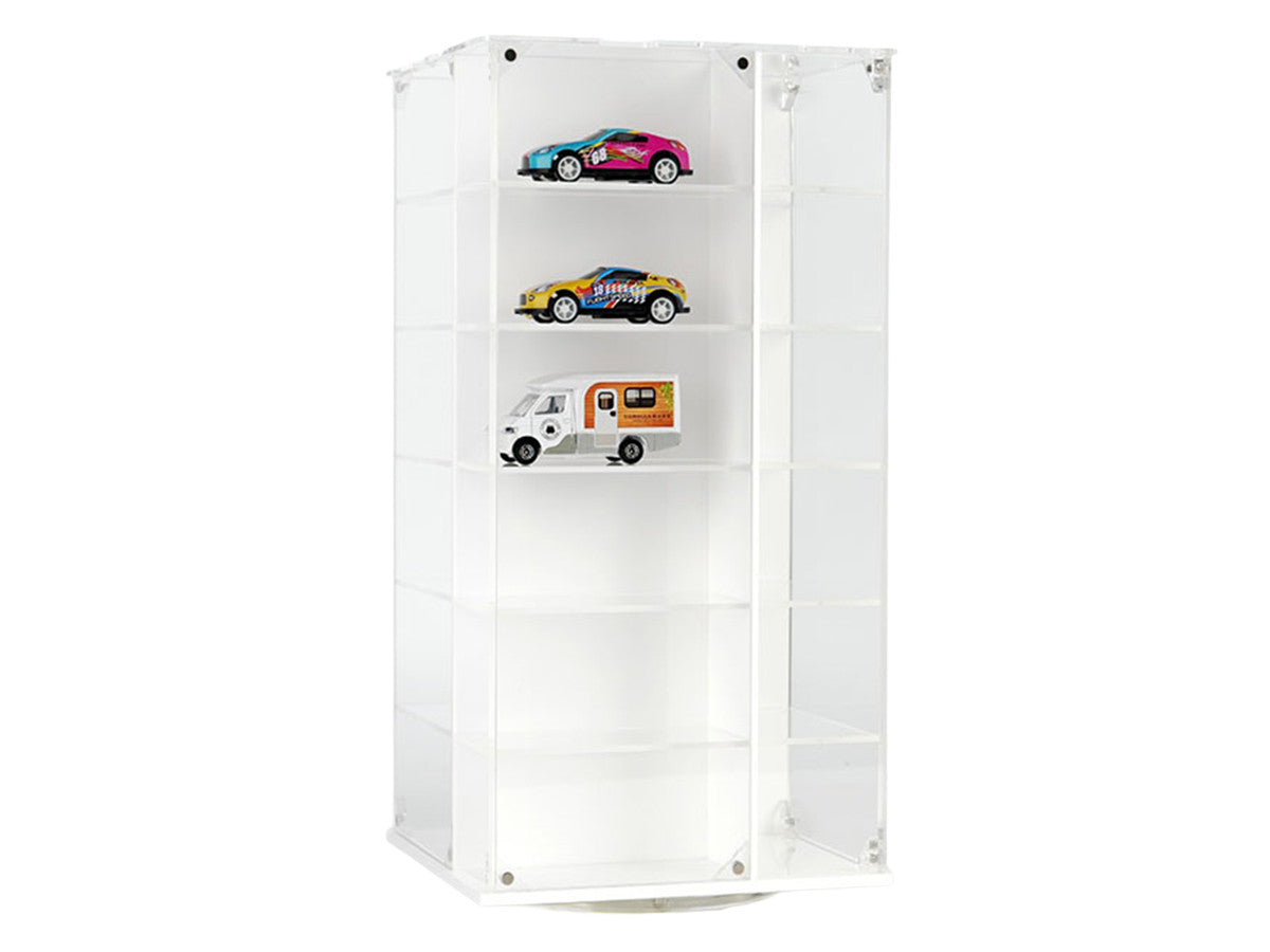 Acrylitower Showcase 24 Car Display Desktop Spinner with Cover White "Mijo Exclusives" for 1/64 Scale Models-2
