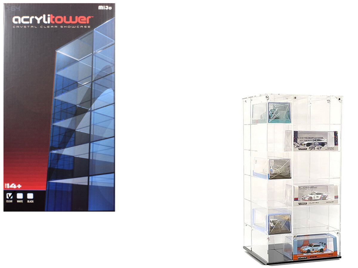 Acrylitower Showcase Large 24 Car Display Desktop Spinner with Cover Clear "Mijo Exclusives" for 1/64 Scale Models-3