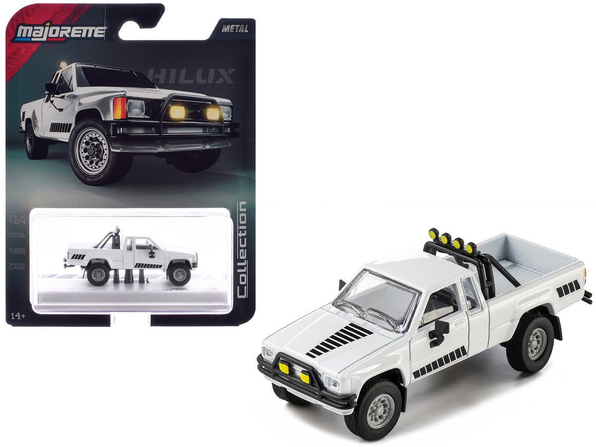 1985 Toyota Hilux SR5 Pickup Truck White with Black Graphics "Collection" Series 1/64 Diecast Model Car by Majorette-4