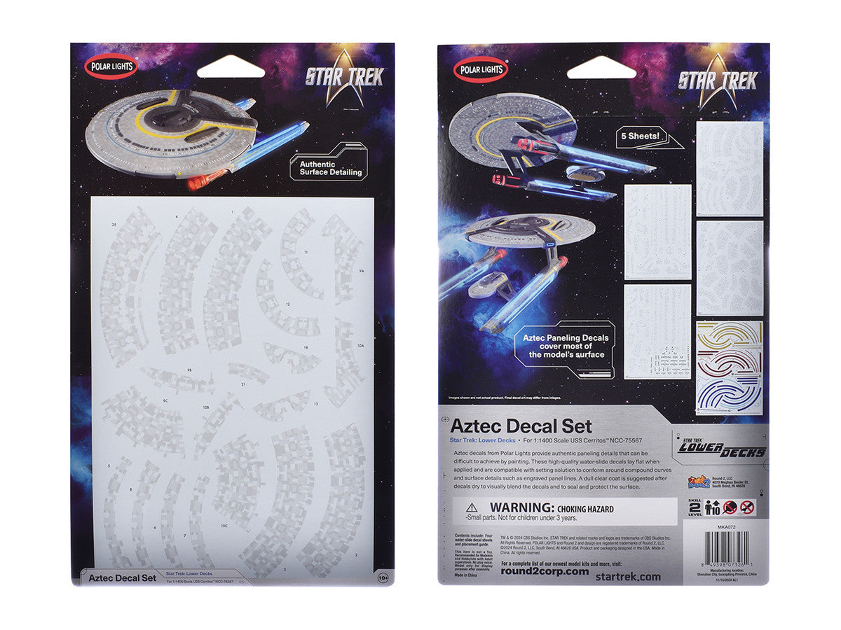 USS Cerritos NCC-75567 Aztec Decal Set "Star Trek: Lower Decks" (2020-2024) TV Series 1/1400 Scale by Polar Lights-1