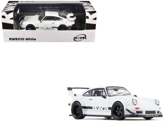 RWB 930 Matt White with Black Stripes 1/64 Diecast Model Car by Model Model-0