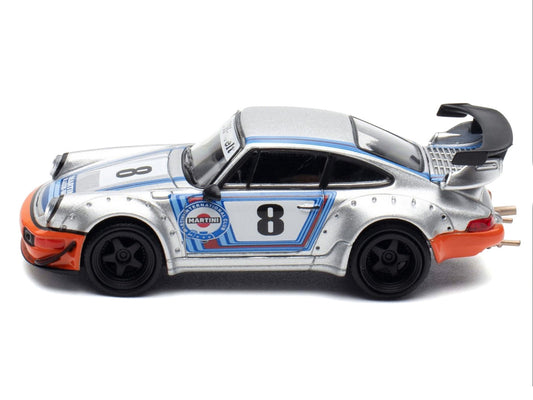 RWB 964 #8 "Ichiban Boshi - Martini Racing" Silver Metallic with Stripes 1/64 Diecast Model Car by Model Model-0