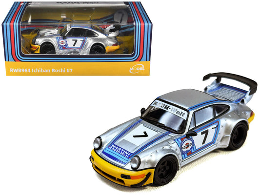 RWB 964 #7 "Ichiban Boshi - Martini Racing" Silver Metallic with Stripes 1/64 Diecast Model Car by Model Model-0