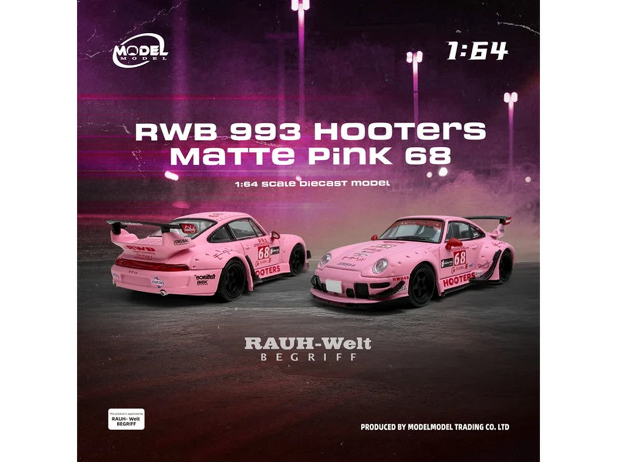 RWB 993 #68 "Hooters" Matt Pink 1/64 Diecast Model Car by Model Model-2