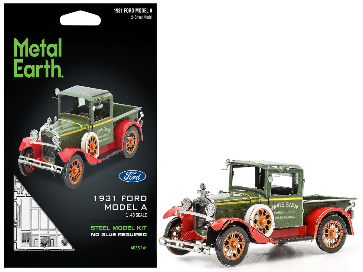 Model Kit 1931 Ford Model A Pickup Truck Green (Moderate Difficulty) Steel Model by Metal Earth-4