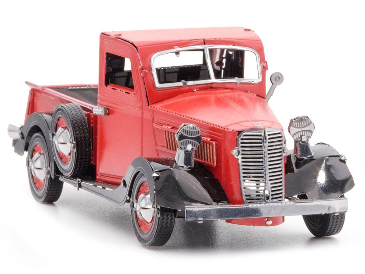 Model Kit 1937 Ford Pickup Truck Red and Black (Moderate Difficulty) Steel Model by Metal Earth-2