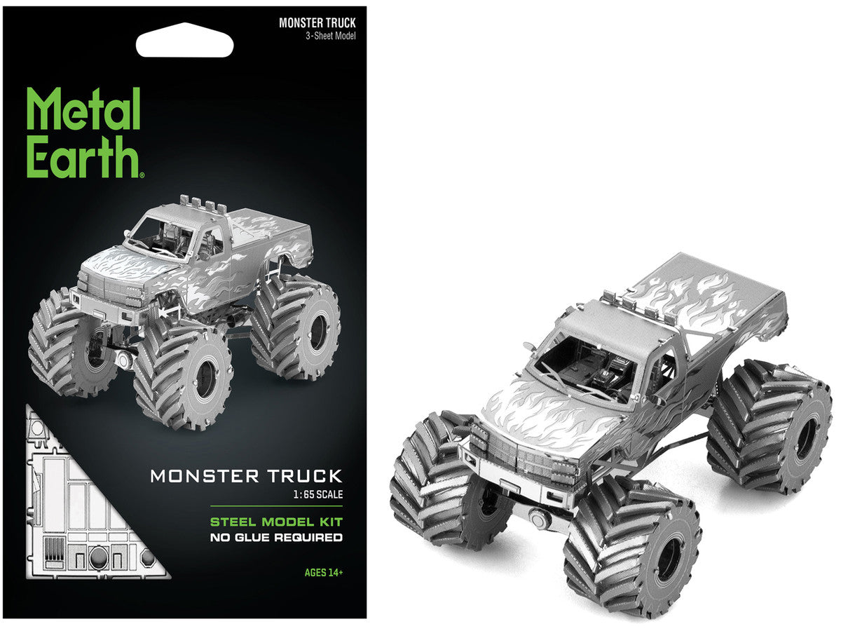 Model Kit Monster Truck with Flame Graphics (Moderate Difficulty) Steel Model by Metal Earth-4