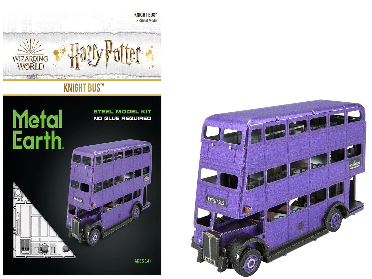 Model Kit Knight Bus Purple "Harry Potter and the Prisoner of Azkaban" (2004) Movie (Moderate Difficulty) Steel Model by Metal Earth-4