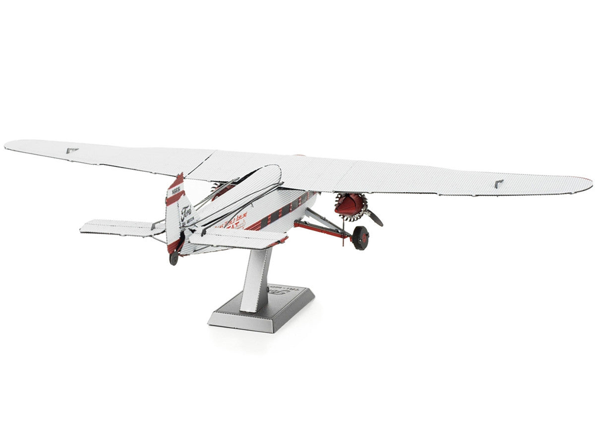 Model Kit Ford Trimotor Transport Aircraft White and Red (Moderate Difficulty) Steel Model by Metal Earth-1