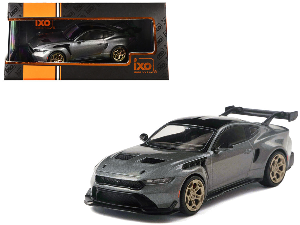 2025 Ford Mustang GTD Gray Metallic with Black Top 1/43 Diecast Model by IXO Models-2