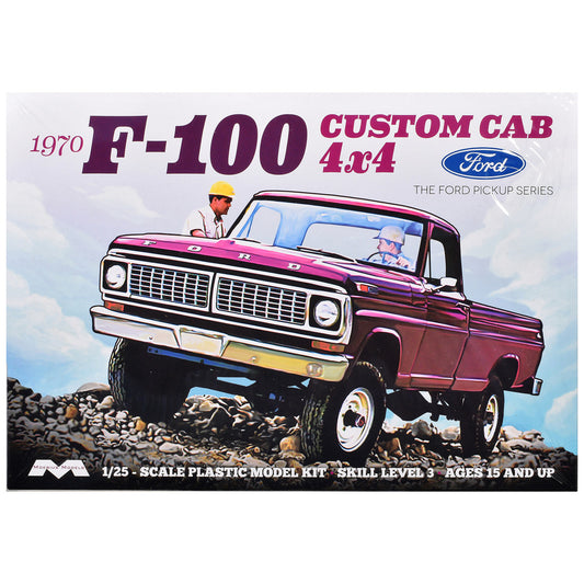 Skill 3 Model Kit 1970 Ford F-100 Custom Cab 4x4 Pickup Truck 1/25 Scale Model by Moebius-0