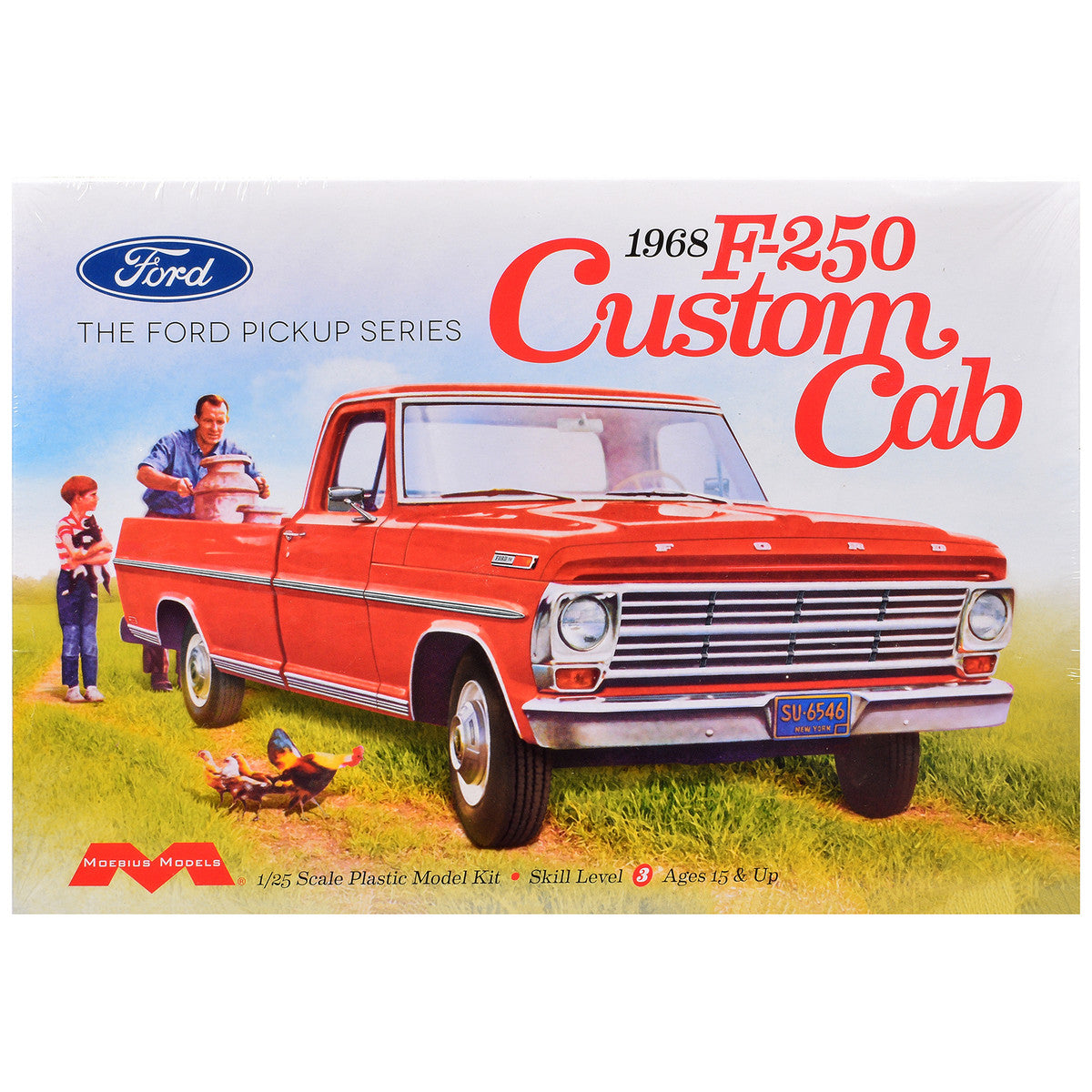 Skill 3 Model Kit 1968 Ford F-250 Custom Cab Pickup Truck 1/25 Scale Model by Moebius-0