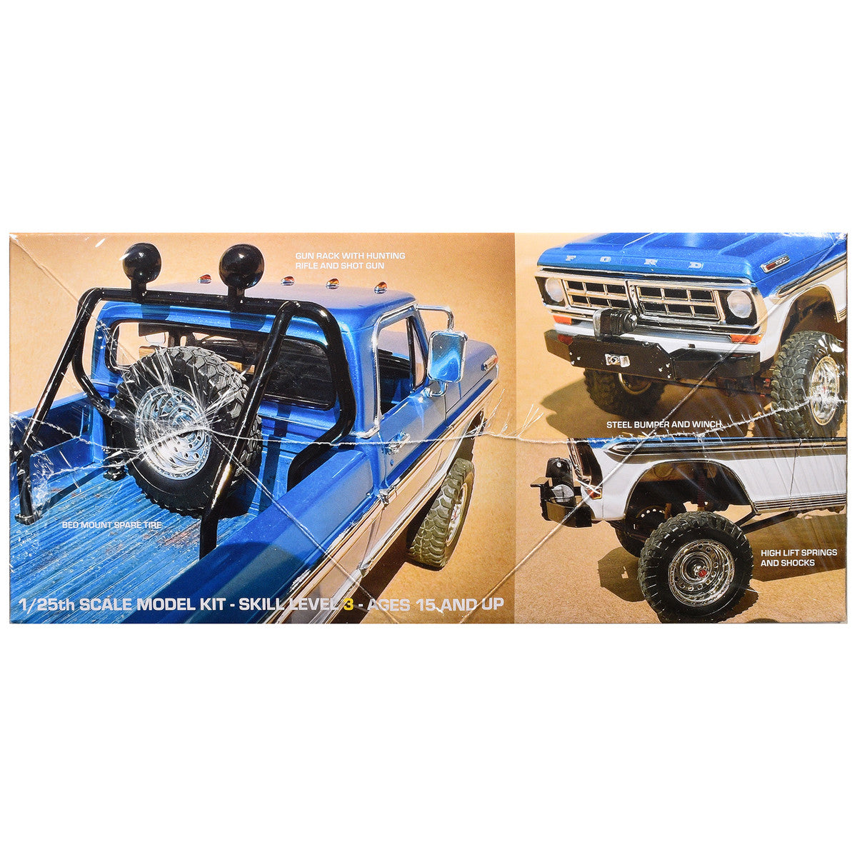Skill 3 Model Kit 1971 Ford F-250 Custom Lifted 4x4 Pickup Truck 1/25 Scale Model by Moebius-1