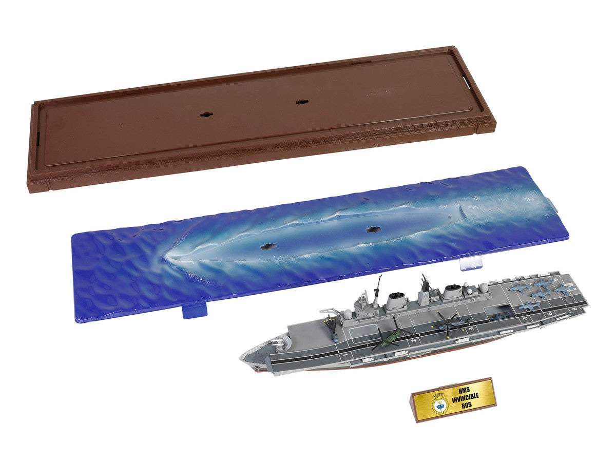 British HMS Invincible (R05) Aircraft Carrier Waterline Edition "Falklands War" (1982) British Royal Navy "Battleship" Series 1/700 Diecast Model by Metal Proud-2