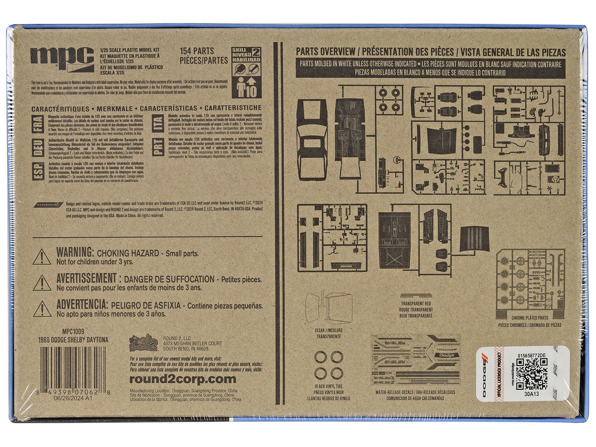 Skill 2 Model Kit 1988 Dodge Shelby Daytona Z 2-in-1 Kit 1/25 Scale Model by MPC-3