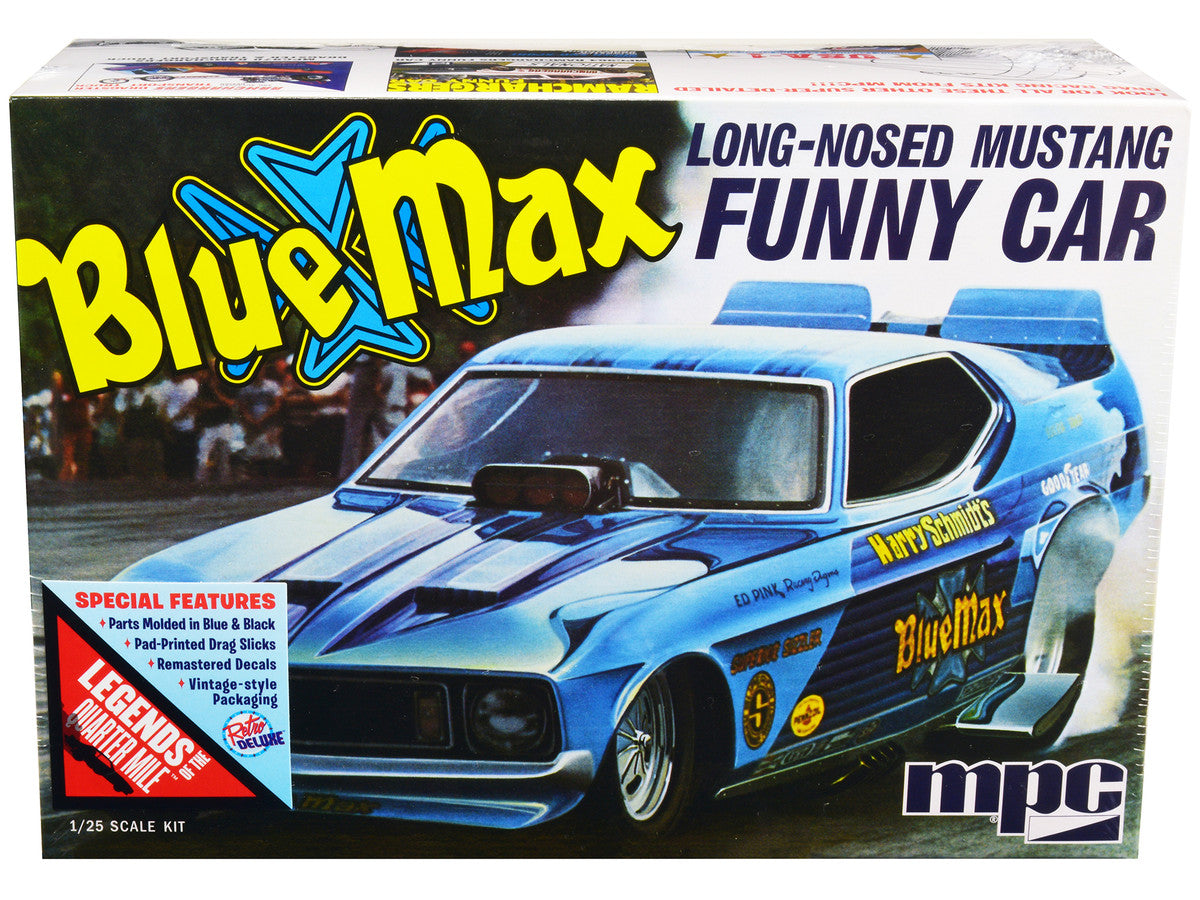 Skill 2 Model Kit "Blue Max" Long Nose Mustang Funny Car 1/25 Scale Model Car by MPC-0