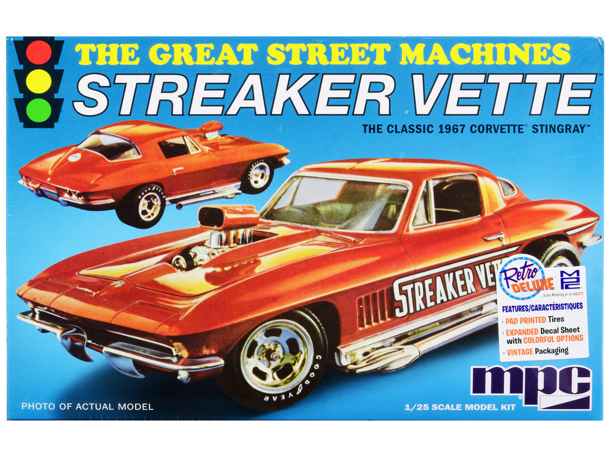 Skill 2 Model Kit 1967 Chevrolet Corvette Stingray "Streaker Vette" "The Great Street Machines" Series 1/25 Scale Model Car by MPC-0