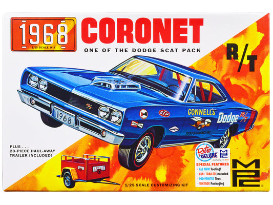 Skill 2 Model Kit 1968 Dodge Coronet Hardtop with Trailer 1/25 Scale Model by MPC-0