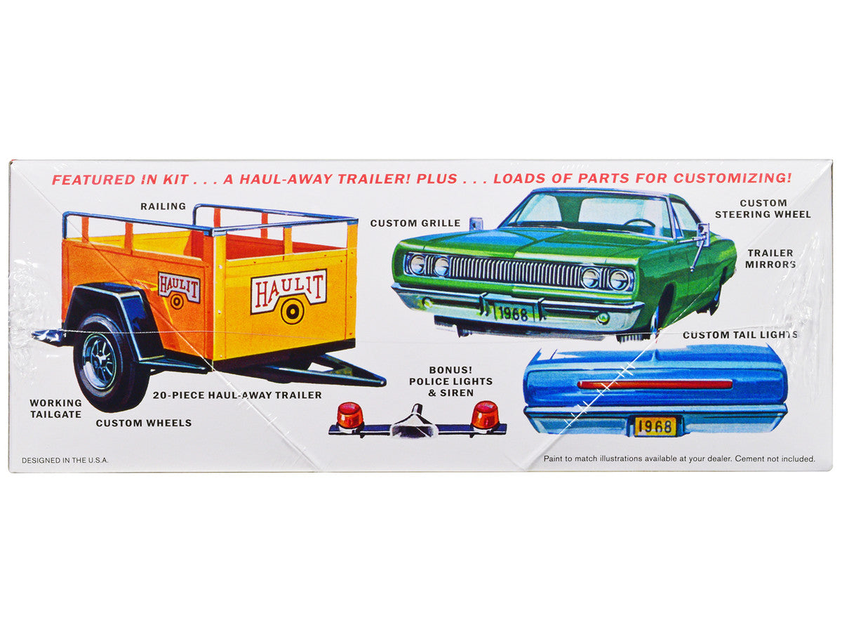 Skill 2 Model Kit 1968 Dodge Coronet Hardtop with Trailer 1/25 Scale Model by MPC-1