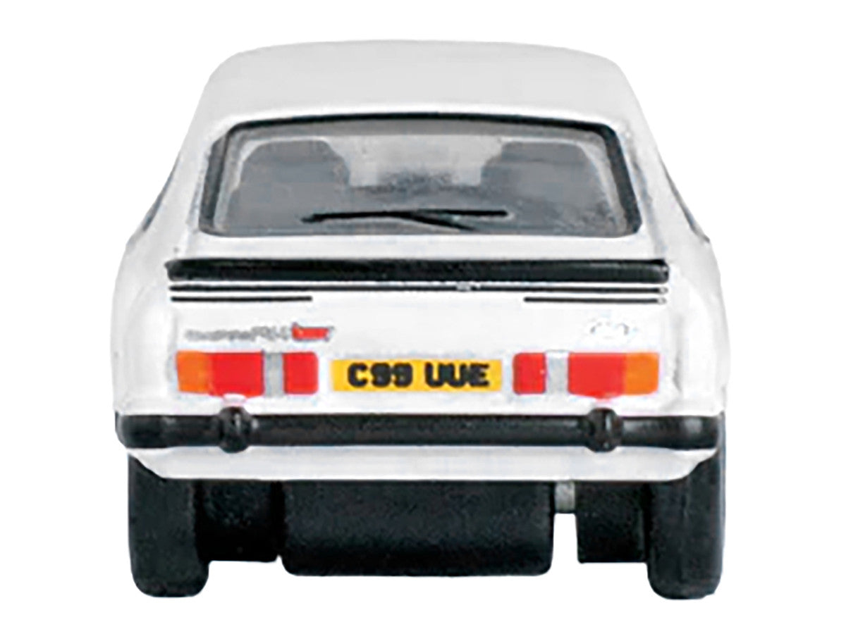 Ford Capri Mk3 RHD (Right Hand Drive) Diamond White with Black Stripes 1/148 (N) Scale Diecast Model Car by Oxford Diecast-1