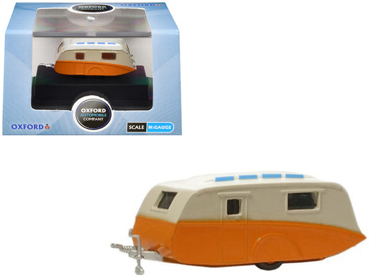 Caravan Trailer Cream and Orange 1/148 (N) Scale Diecast Model Car by Oxford Diecast-0