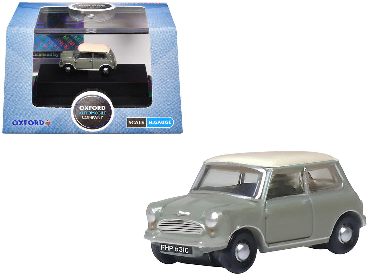 Mini Classic Tweed Gray with Cream Top 1/148 (N) Scale Diecast Model Car by Oxford Diecast-3