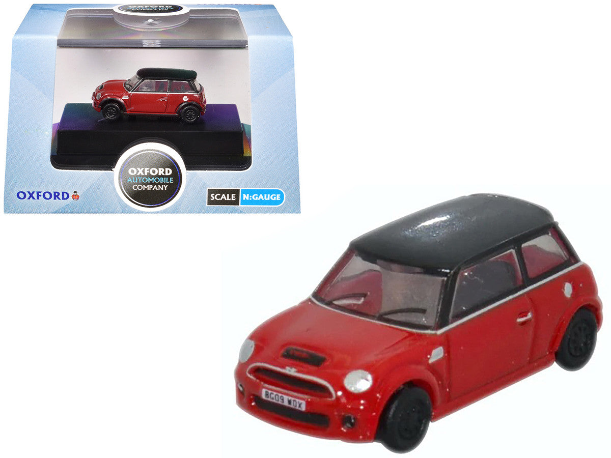 Mini Cooper S RHD (Right Hand Drive) Chili Red with Black Top 1/148 (N) Scale Diecast Model Car by Oxford Diecast-2