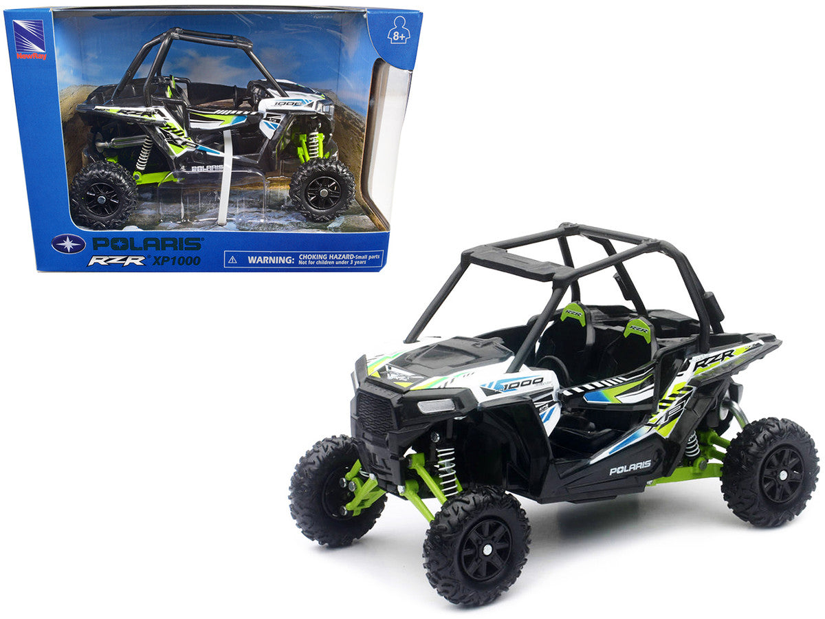 Polaris RZR XP 1000 Dune Buggy White Lightning and Bright Green 1/18 Diecast Model by New Ray-0