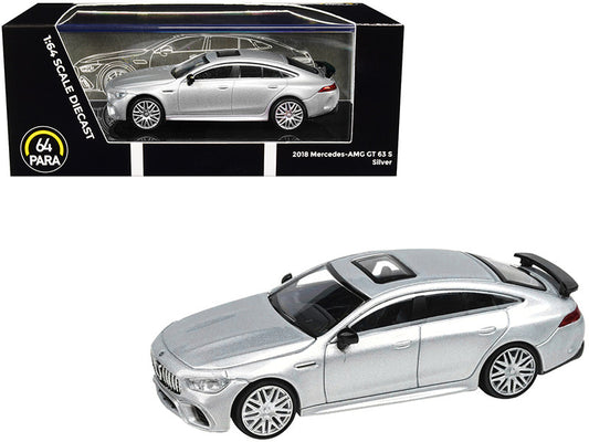 2018 Mercedes-AMG GT 63 S with Sunroof Silver Metallic 1/64 Diecast Model Car by Paragon Models-0