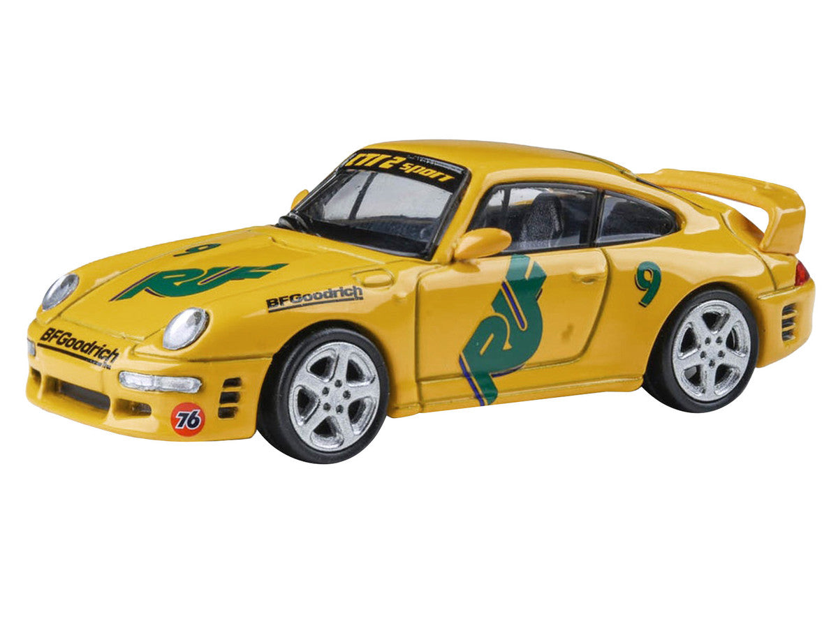 RUF CTR2 #9 "Pikes Peak" Yellow with Graphics 1/64 Diecast Model Car by Paragon Models-1