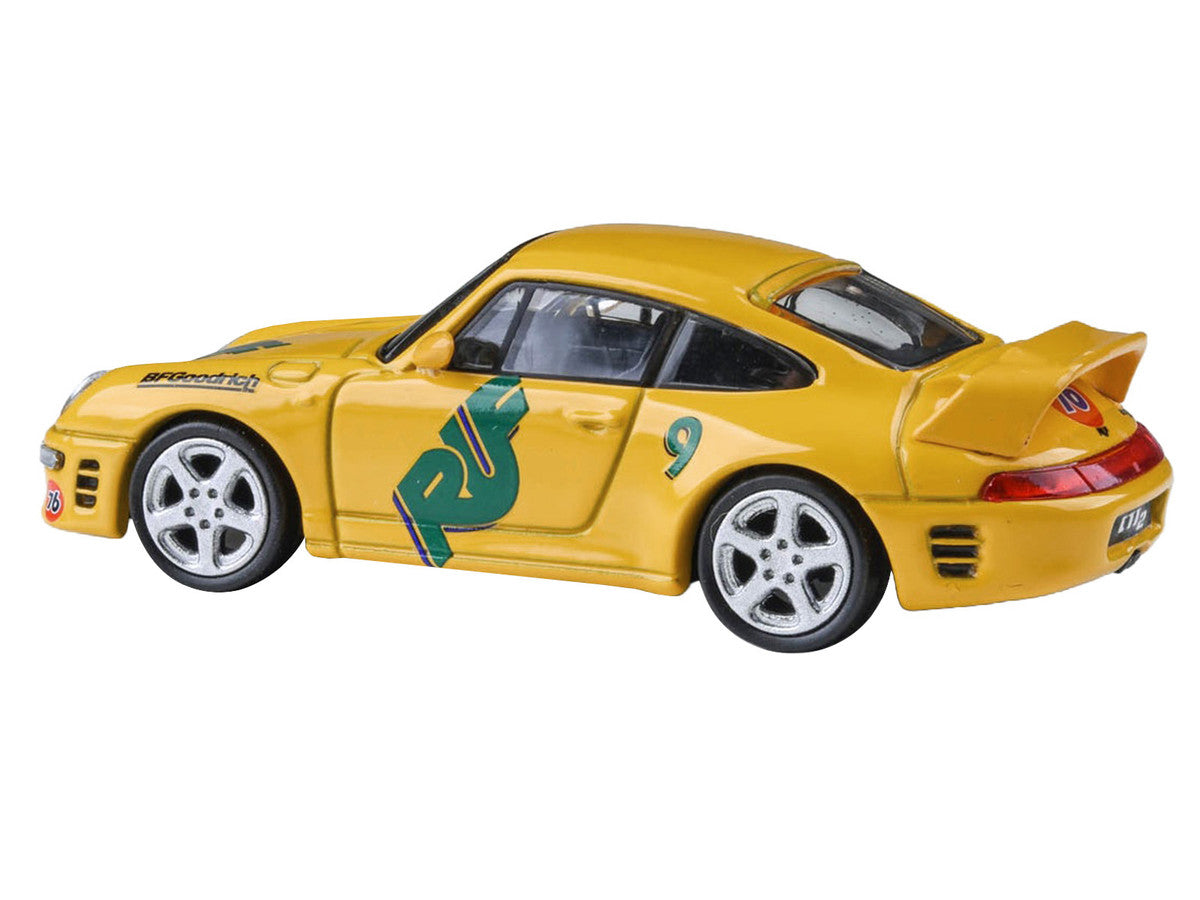 RUF CTR2 #9 "Pikes Peak" Yellow with Graphics 1/64 Diecast Model Car by Paragon Models-2