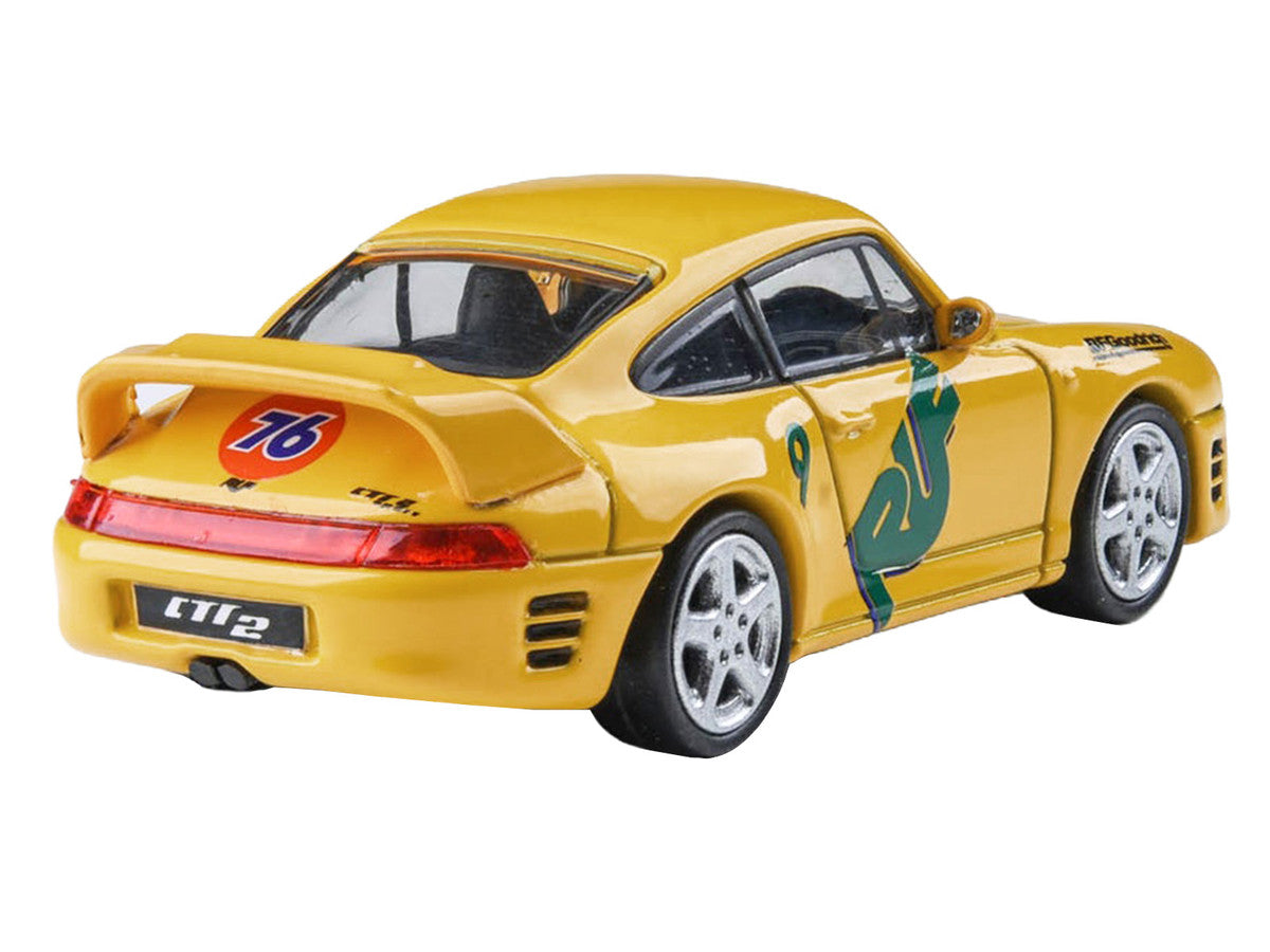 RUF CTR2 #9 "Pikes Peak" Yellow with Graphics 1/64 Diecast Model Car by Paragon Models-3
