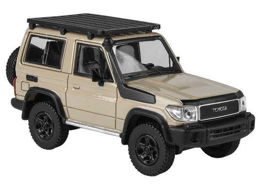2023 Toyota Land Cruiser 71 Sandy Taupe "70th Anniversary" with Roofrack 1/64 Diecast Model Car by Paragon-0