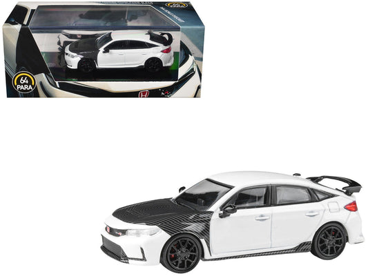 2025 Honda Civic Type R FL5 White with Carbon Hood and Accents 1/64 Diecast Model Car by Paragon Models-0