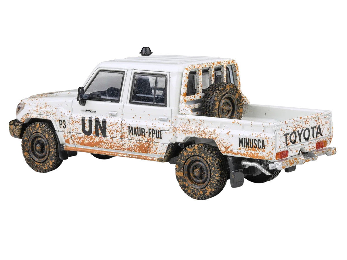 2014 Toyota Land Cruiser LC 79 Pickup Truck "UN MINUSCA" White (Dirty Version) 1/64 Diecast Model Car by Paragon Models-0