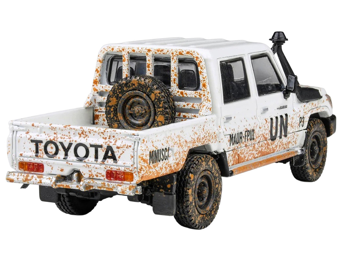 2014 Toyota Land Cruiser LC 79 Pickup Truck "UN MINUSCA" White (Dirty Version) 1/64 Diecast Model Car by Paragon Models-2