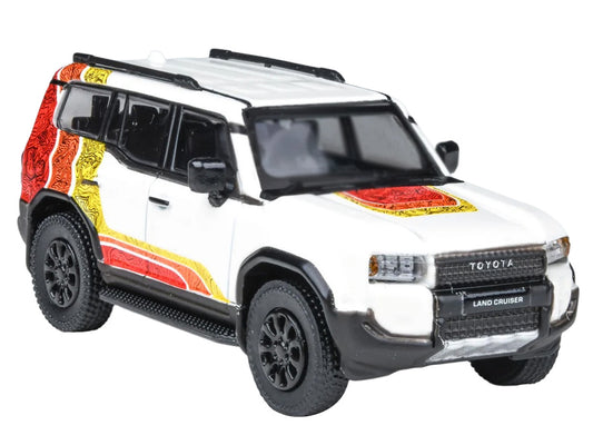2024 Toyota Land Cruiser 250 Prado White with "TRD" Stripes 1/64 Diecast Model Car by Paragon Models-0