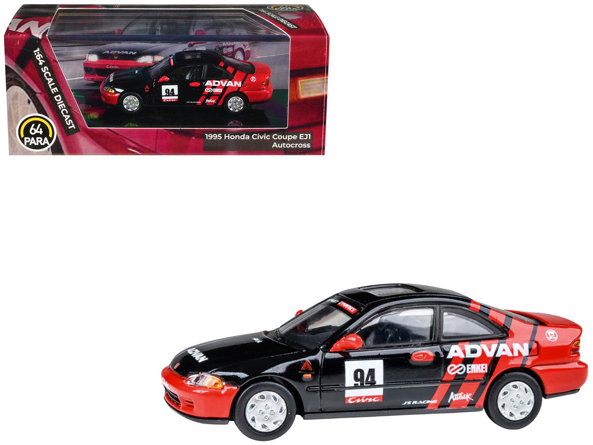 1995 Honda Civic Coupe EJ1 #94 "Autocross - ADVAN" Black and Red 1/64 Diecast Model Car by Paragon Models-3