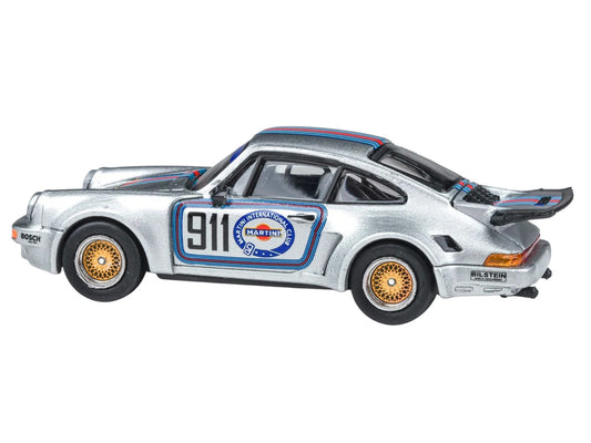 Porsche 911 Carrera RSR 3.0 "Martini Racing" Silver Metallic with Stripes 1/64 Diecast Model Car by Paragon Models-0