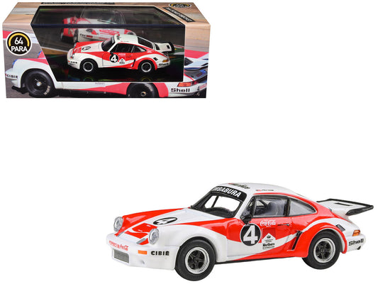 1976 Porsche 911 Carrera RSR 3.0 Ecuador #4 "Fernando Madera" White and Red with Graphics 1/64 Diecast Model Car by Paragon Models-0