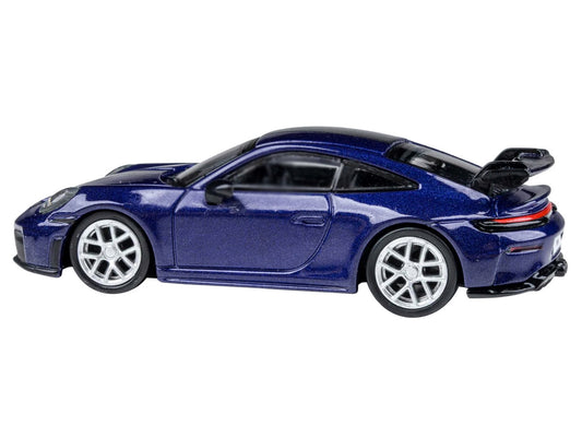 2025 Porsche 911 GT3 (992.2) Gentian Blue Metallic with Carbon Stripe 1/64 Diecast Model Car by Paragon Models-0