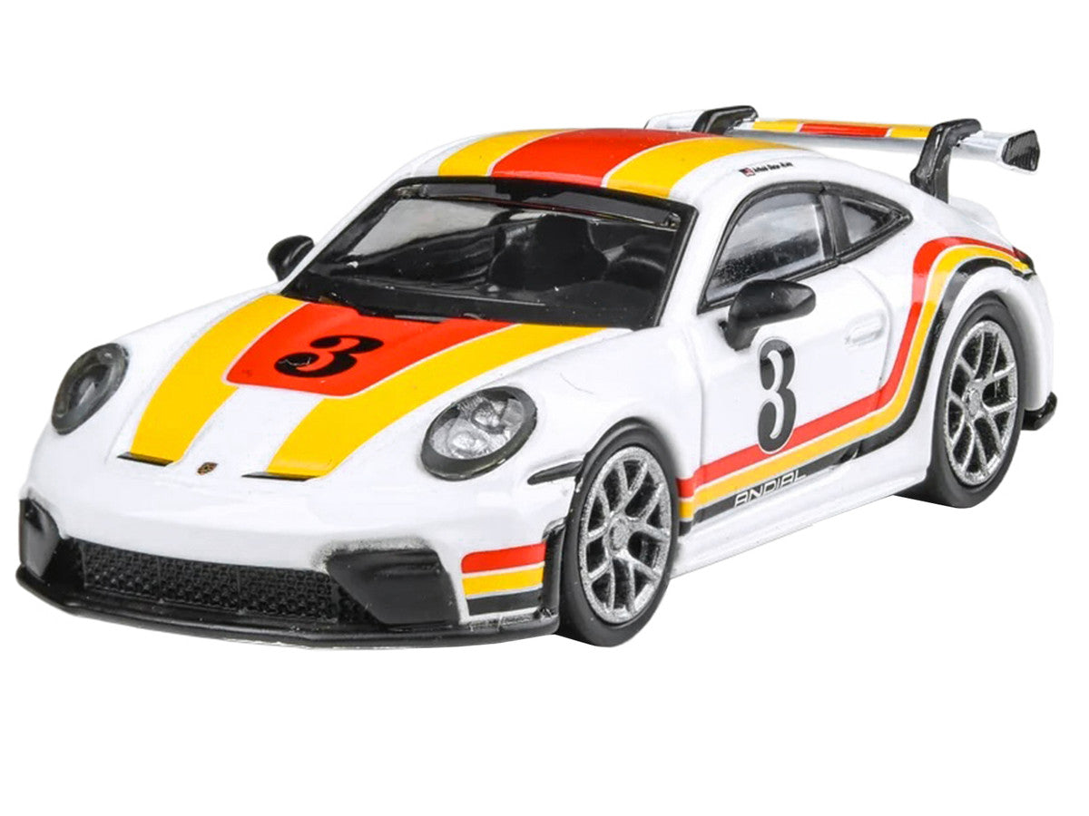 2025 Porsche 911 GT3 (992.2) #3 "Andial Livery" White with Stripes 1/64 Diecast Model Car by Paragon Models-2