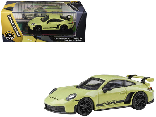2025 Porsche 911 GT3 (992.2) Cartagena Yellow with Black Stripes 1/64 Diecast Model Car by Paragon Models-0