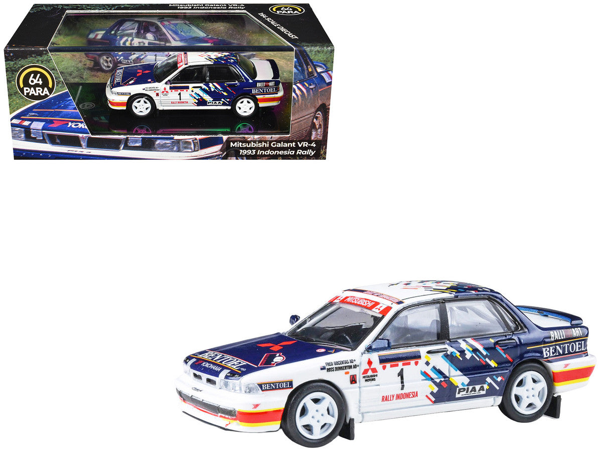Mitsubishi Galant VR-4 RHD (Right Hand Drive) #1 Ross Dunkerton - Fred Gocentas "Rally Indonesia" (1993) 1/64 Diecast Model Car by Paragon Models-0