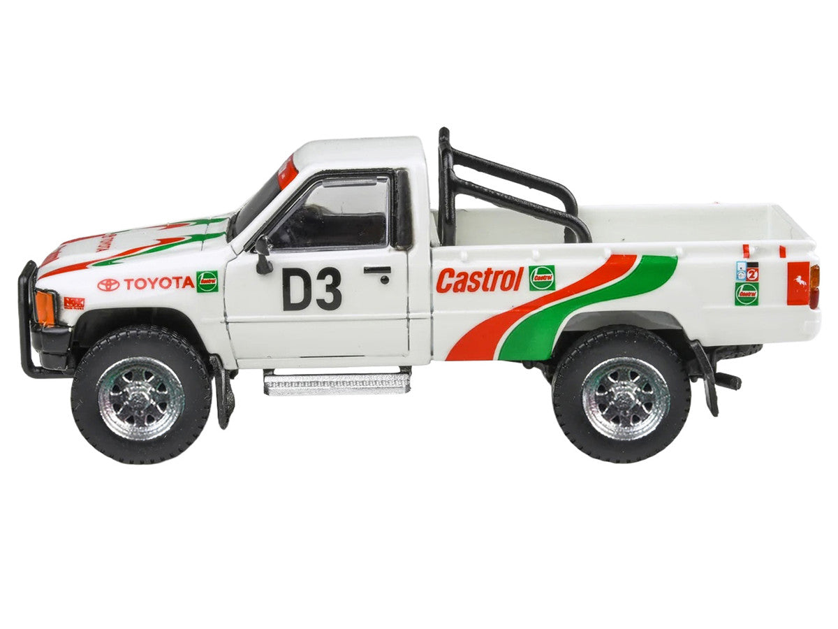 Toyota Hilux Pickup Truck #D3 "Castrol" White with Graphics "Rustenburg 400 Rally" (1995) 1/64 Diecast Model Car by Paragon Models-1